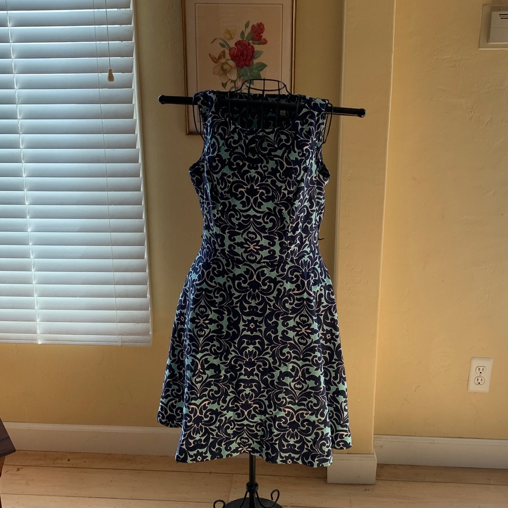 Dress Barn- Elegant Blue Patterned Dress